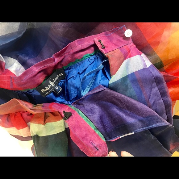 SALE 🔥VINTAGE RALPH LAUREN SILK ORGANZA RAINBOW SKIRT - Picture 5 of 8